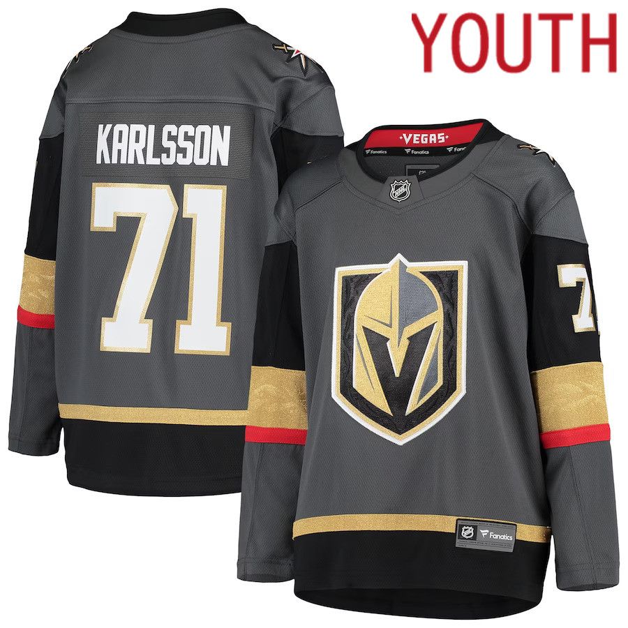 Youth Vegas Golden Knights #71 William Karlsson Fanatics Branded Gray Alternate Premier Breakaway Player NHL Jersey->customized nhl jersey->Custom Jersey